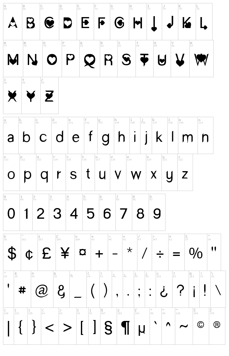 Paris in Love font map
